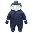 thumbnail image 1 of Krdevn Baby Boys Snowsuit Winter Warm Insulated Jumpsuit Cold Weather Outdoor Outfit for Toddlers,Color:Blue,Size:0-3 Months, 1 of 5