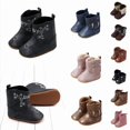 thumbnail image 1 of Krdevn Baby Cowboy Boots, Western Boots Soft Sole Non-Slip Crib Shoes for Infant Boys Girls,Black, 1 of 8