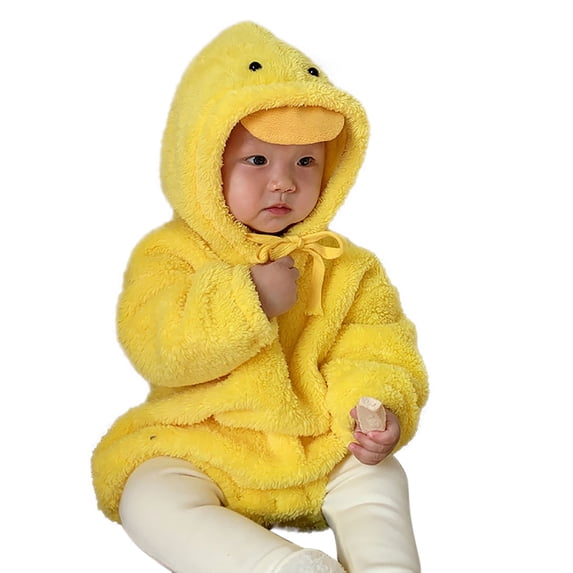 Krdevn Baby Plush Hooded Romper, Thickened Onesie Jumpsuit, Warm Cozy Bodysuit for Toddlers Daily Wear & Themed Party DressâUp,Size:12-18 Months