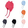 thumbnail image 1 of Krdevn Baby Fuzzy Knit Earflap Hat Cute 3D Cat Ears Soft Plush Warm Winter Hat with Chin Straps Windproof Stretchy Beanie Cap for Toddler Boys Girls Daily Outdoor Wear, 1 of 4