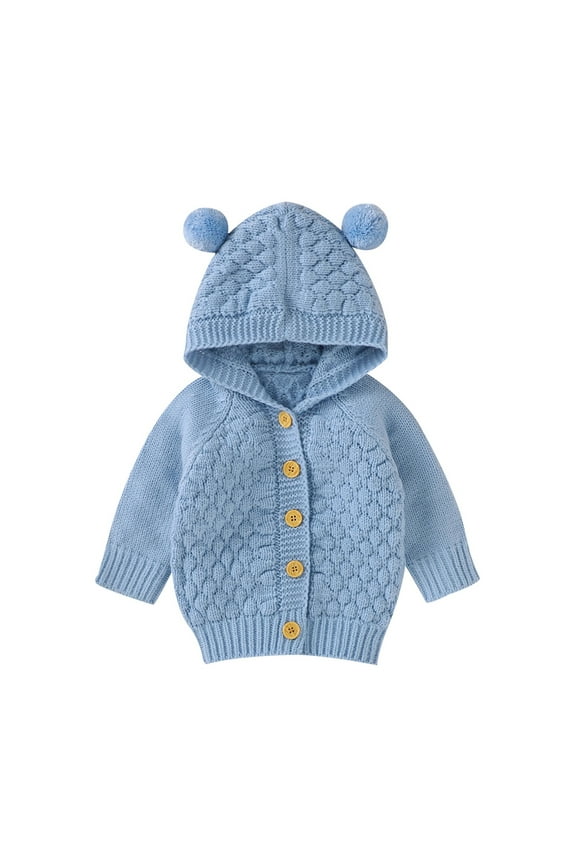 Baby Girl Knit Cardigan Sweater Hoodies Warm Tops Toddler Bear Ear Outerwear Jacket Coat Outfit Clothes,Kids Clothing,18-24 Months