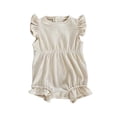 thumbnail image 1 of Krdevn Baby Girls' 2-Piece Outfit, Ribbed Ruffle Romper with Matching Bow Headband, Soft Summer Bodysuit for & Infants,12-18 Months, 1 of 4