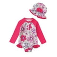 thumbnail image 1 of Krdevn Baby Girls' 2-Piece Rash Guard Swimsuit, Watermelon Print Long Sleeve Zip-Up Bathing Suit with Sun Hat, Cute Summer Beach Outfit for Toddlers,12-18 Months, 1 of 3