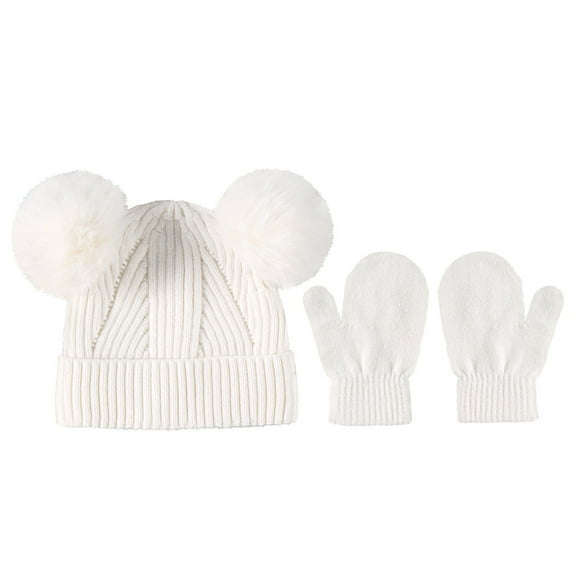 Krdevn Baby Girls Boys Soft Warm Knit Hat Kids Winter Hat Solid Knitted Gloves