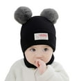 thumbnail image 1 of Krdevn Baby Girls Boys Soft Warm Knit Hat Kids Winter Hat with Earflap Scarf Hood Hat, 1 of 3