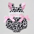 thumbnail image 1 of Krdevn Baby Girls Cow Print Romper Ruffle Fly Sleeve Gingham Bow "Mama's Girl" Embroidered Bodysuit,3-6 Months, 1 of 6