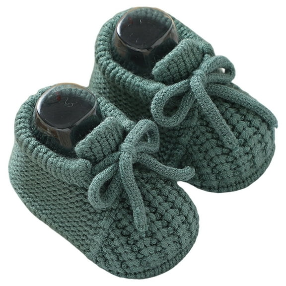 Krdevn Baby Girls First Walking Shoes Soft Sole Knit Booties with Bow for Toddler Winter Indoor Outdoor,Toddler Girl Shoes,Boys Shoes,Size:6-9 Months