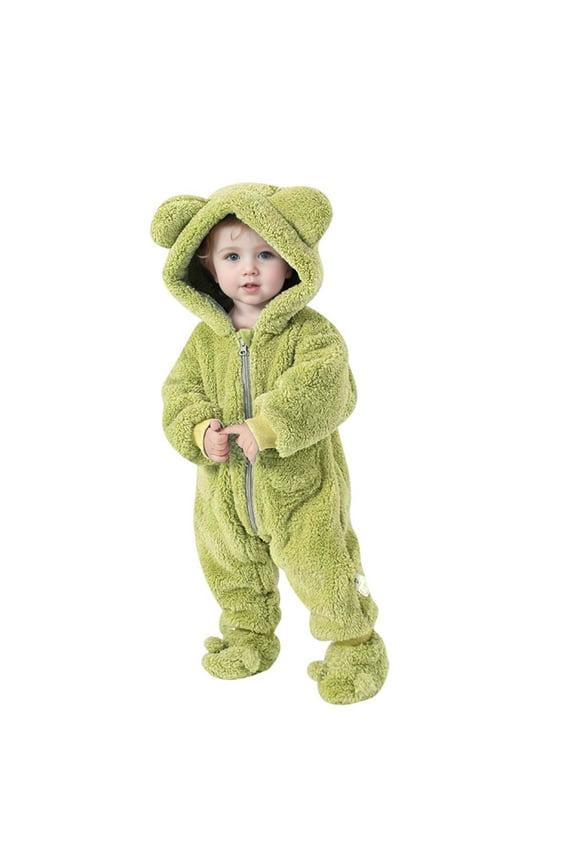 Baby Girls Long Sleeve Hooded Jumpsuit Romper Outfits Winter Warm Clothes,3-6 Months