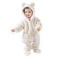 thumbnail image 1 of Krdevn Baby Girls Long Sleeve Hooded Jumpsuit Romper Outfits Winter Warm Clothes,6-12 Months, 1 of 9