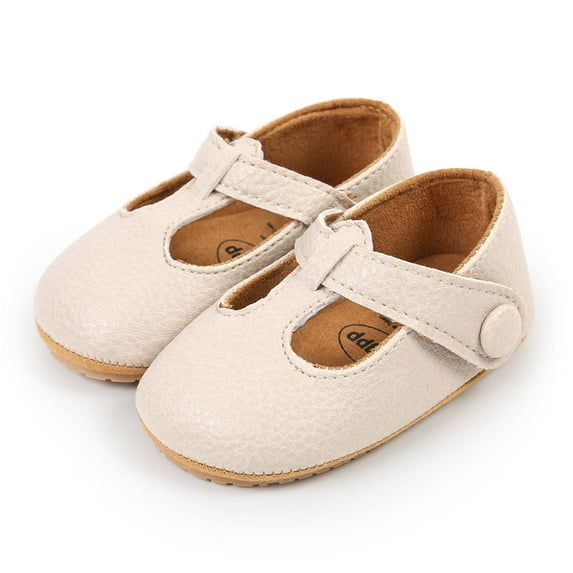 Krdevn Baby Girls' Mary Jane Shoes, Soft Sole First Walkers, Comfortable Casual T-Strap Shoes for Daily Wear,12-18 Months