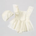 thumbnail image 1 of Krdevn Baby Girls Two Piece Swimsuit Set Soft Square Neck Tulle Ruffle Strap Layered Tulle Skirt Matching Cap UPF 50+ Summer Beach Pool Swimwear,2-3 Years, 1 of 6