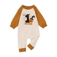 thumbnail image 1 of Krdevn Baby Halloween Pumpkin Letter Print Romper - Long Sleeve Patchwork Style Pullover Jumpsuit for Fall Outing Outfit,Size:9-12 Months, 1 of 7