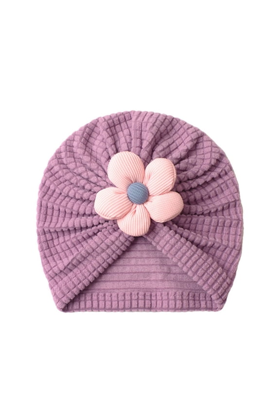 Baby Knit Hat - Soft Solid Beanie with 3D Flower for and Toddlers, Cozy Everyday Wear,0-36 Months
