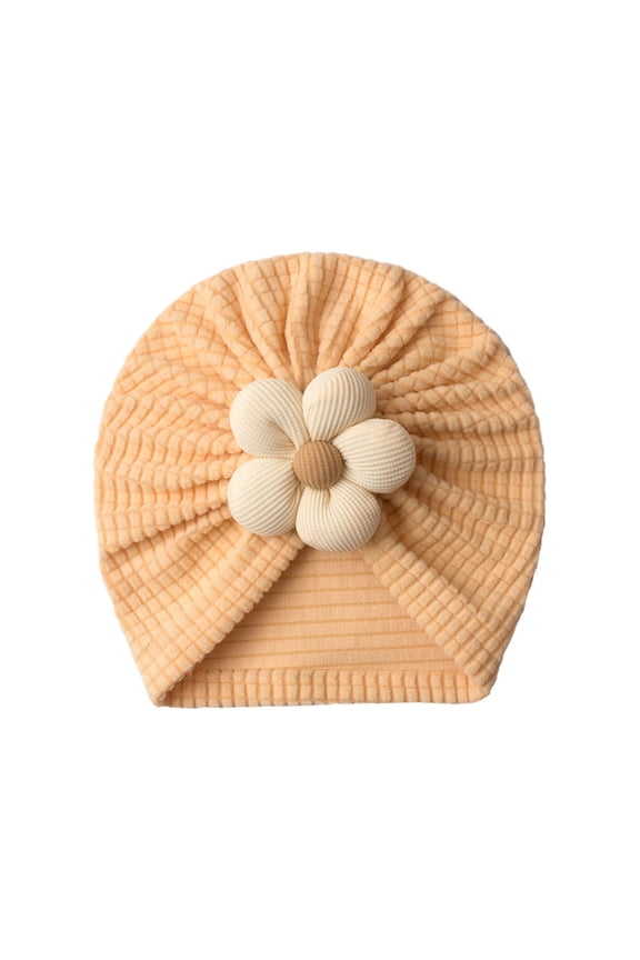 Baby Knit Hat - Soft Solid Beanie with 3D Flower for and Toddlers, Cozy Everyday Wear,0-36 Months