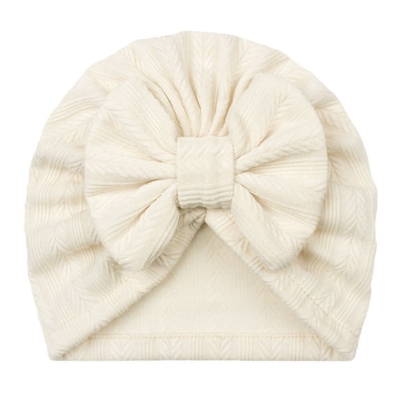 Krdevn Baby Knit Hat - Wheat Stripe with Soft Bow, Cozy Headwear,0-24 Months