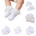 thumbnail image 1 of Krdevn Baby Lace Ruffle Socks White Soft Breathable Cotton Ankle Socks for Baptism ,0-1 Years, 1 of 4
