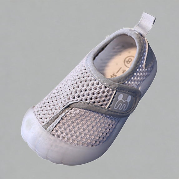 Krdevn Baby Mesh -On Sneakers, Adjustable Hook and Loop Strap, Breathable Soft Sole First Walking Shoes for Spring & Summer,Sizes 7
