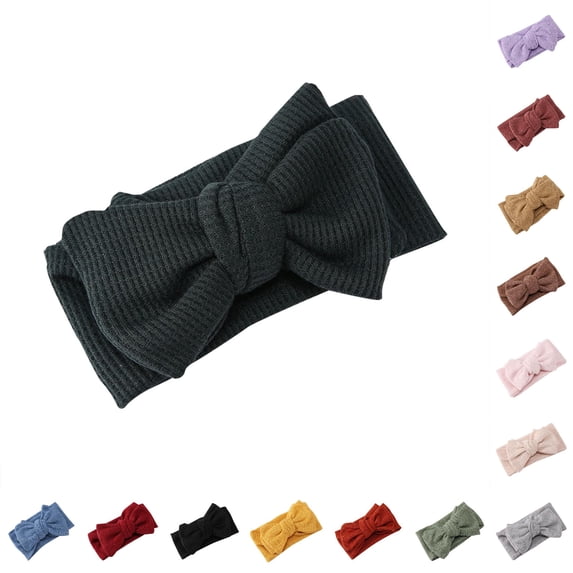 Krdevn Baby Oversized Bow Headband Waffle Knit Fabric Soft Stretchy Breathable Wide Turban Hair Accessory for Girls Daily Photography Outfit Matching