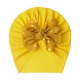 thumbnail image 1 of Krdevn Baby Ribbed Turban Hat Gold Polka Dot Bow Soft Stretch Lightweight Cap for and Toddlers, 1 of 2