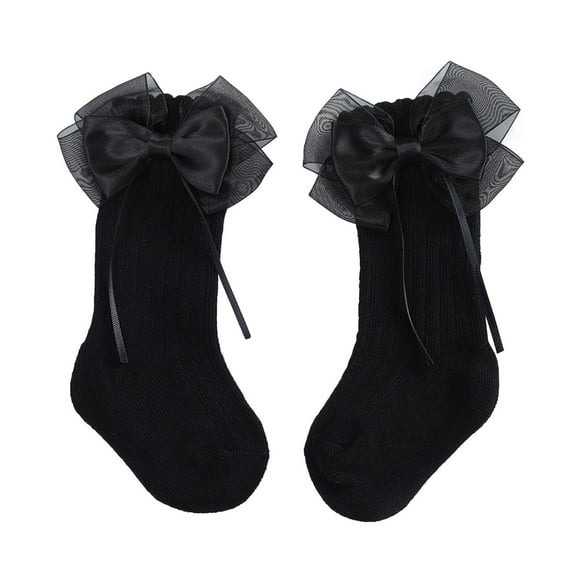 Krdevn Baby Socks - Baby Bow Socks Toddlers Boys Girls Kids Socks Toddler Shoes Socks Princess Socks Floor Socks - Socks for Baby Girl,Color:Black,Size:0-12 Months