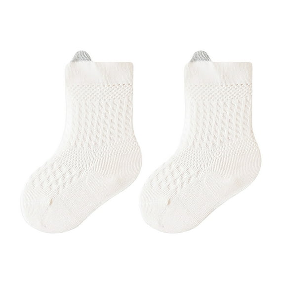 Krdevn Baby Socks - Breathable Baby Socks Soft Mesh Toddler Socks with Stretch Comfortable Everyday Socks for Boys Girls - Socks for Baby Girl,Color:White,Size:2-3 Years