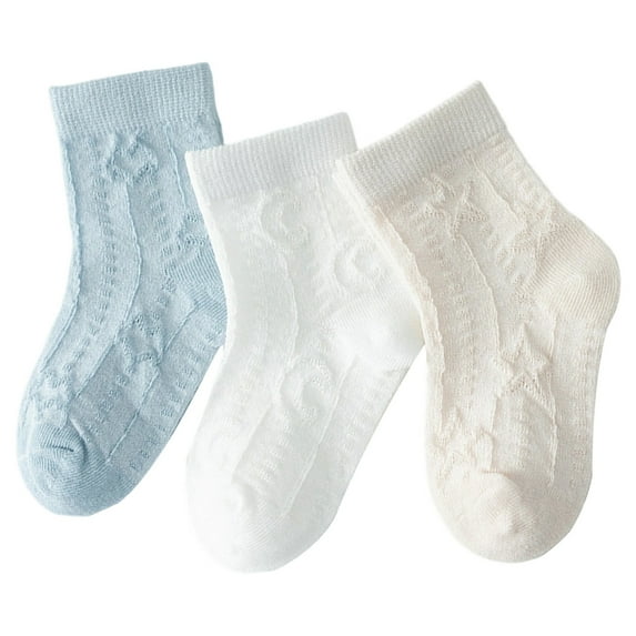 Krdevn Baby Socks - Breathable Kids Socks 3 Pairs Soft Mesh Ankle Socks for Boys Girls Toddler Baby Comfortable Everyday Casual Wear - Socks for Baby Girl,Color:Sky Blue,Size:3-5 Years