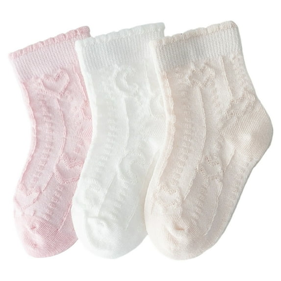 Krdevn Baby Socks - Breathable Kids Socks 3 Pairs Soft Mesh Ankle Socks for Boys Girls Toddler Baby Comfortable Everyday Casual Wear - Socks for Baby Girl,Color:Pink,Size:3-5 Years