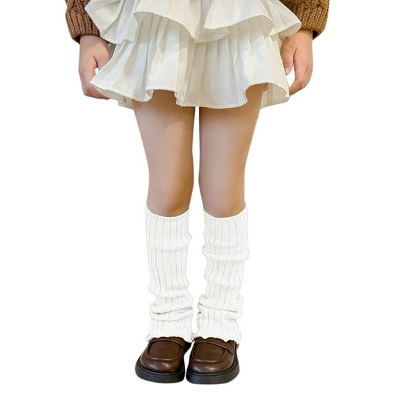 Krdevn Baby Socks - Kids Leg Warmers Knitted Leg Warmers Loose Socks Knee High Leg Warmers for Girls - Socks for Baby Girl,Color:White,Size:3-14 Years