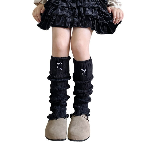 Krdevn Baby Socks - Kids Leg Warmers Knitted Leg Warmers Loose Socks Knee High Leg Warmers for Girls - Socks for Baby Girl,Color:Black,Size:One Size