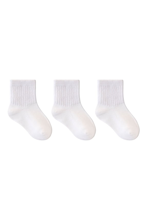 Baby Socks - Kids Socks for Boys Girls Toddler Mid Crew Athletic Socks for Outdoor Sports Play Stretchy Everyday Wear with Sneakers 3 Packs - Socks for Baby Girl,Color:White,Size:1-3 Years