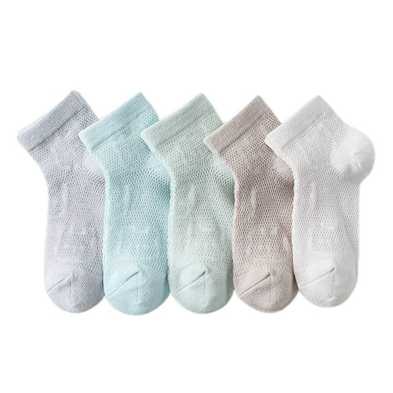 Krdevn Baby Socks - Kids Socks Lightweight Short Socks for Boys and Girls for Wear Cute Bear Design and Breathable Mesh 5 Packs - Socks for Baby Girl,Color:Sky Blue,Size:3-5 Years