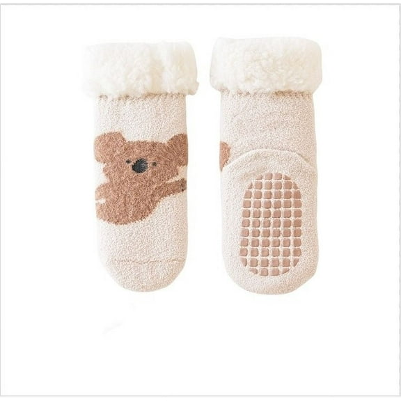 Krdevn Baby Socks - Rends Baby Slipper Socks Christmas Toddler Fuzzy Socks Warm Non Winter Socks - Socks for Baby Girl,Color:Beige,Size:2-4 Years