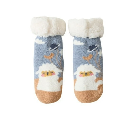 Krdevn Baby Socks - Rends Baby Slipper Socks Christmas Toddler Fuzzy Socks Warm Non Winter Socks - Socks for Baby Girl,Color:Blue,Size:0-2 Years