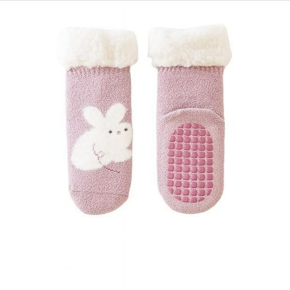 Krdevn Baby Socks - Rends Baby Slipper Socks Christmas Toddler Fuzzy Socks Warm Non Winter Socks - Socks for Baby Girl,Color:Light Purple,Size:2-4 Years