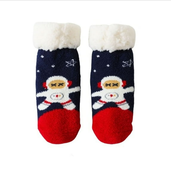 Krdevn Baby Socks - Rends Baby Slipper Socks Christmas Toddler Fuzzy Socks Warm Non Winter Socks - Socks for Baby Girl,Color:Navy,Size:0-2 Years