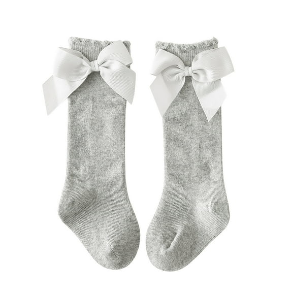 Krdevn Baby Socks - Toddler Baby Kids Girls Solid Knee-High Socks Stockings Mid-Calf Length Princess Sock - Socks for Baby Girl,Color:Grey,Size:18-36 Months