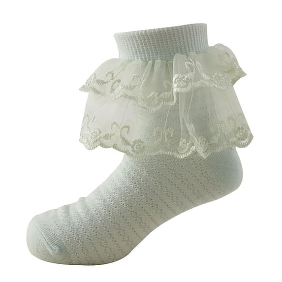 Krdevn Baby Socks - Toddler Socks Floor Socks Lace Socks with Ripple and Ruffle Socks for Toddler Girls - Socks for Baby Girl,Color:Green,Size:1-3 Years