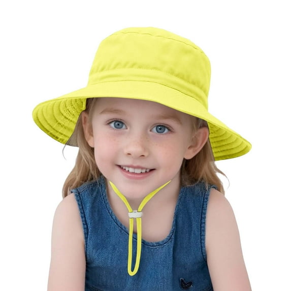 Krdevn Toddler Sun Hat, Wide Brim Fisherman Cap, Breathable Adjustable Chin Strap, UV Protection Hat for Boys & Girls,2-6 Years