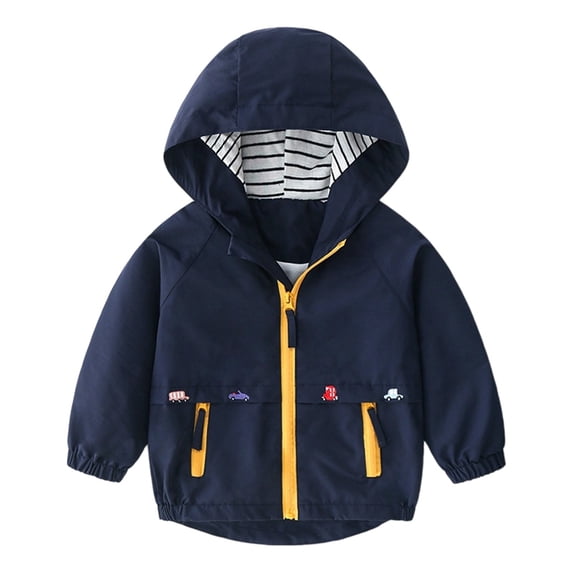 Krdevn Baby Toddler Solid Hooded Jacket Zip-Up Embroidered Coat Size:5-6 Years