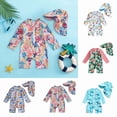 thumbnail image 1 of Krdevn Baby UPF50+ Long Sleeve One Piece Rash Guard Swimsuit with Matching Neck Flap Sun Hat Summer Pineapple Watermelon Stripe Print Swimwear Size:2-3 Years, 1 of 4