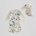 thumbnail image 1 of Krdevn Baby Unisex Three Piece Rash Guard Swimsuit Set Under the Sea Print Raglan Sleeve Half Zip Trunks Sun Hat UPF 50+ Summer Beach Pool Swimwear,6-12 Months, 1 of 7
