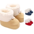 thumbnail image 1 of Krdevn Baby Winter Boots, 0-1 Year Cotton Soft Fleece Lined Warm Non Slip Walking Booties for Newborn Boys Girls,Beige, 1 of 4