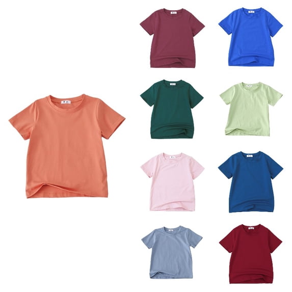 Krdevn Basic Crew Neck Short Sleeve Solid T Shirt Casual Plain Tee for Kids (Toddler, Big Girls),4-5 Years