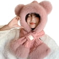 thumbnail image 1 of Krdevn Bear Ear Knit and Scarf for Fall and Winter Thick Warm Hooded Scarf Combination,Size:One Size, 1 of 3