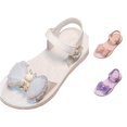 thumbnail image 1 of Krdevn Bow Rhinestone Ankle Strap Sandals Open Toe Platform Flat Heel Summer Footwear (Little Girls, Big Girls),4-4.5 Years, 1 of 9
