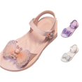 thumbnail image 1 of Krdevn Bow Rhinestone Ankle Strap Sandals Open Toe Platform Flat Heel Summer Footwear (Little Girls, Big Girls),6-7 Years, 1 of 7