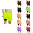 thumbnail image 1 of Krdevn Boys 2-in-1 Athletic Shorts, Solid Color Double Layer Mesh Workout Shorts with Drawstring,Yellow, 1 of 4