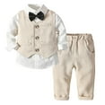 thumbnail image 1 of Krdevn Boys' 4-Piece formal Gentleman Suit Set - Dress Shirt, Plaid Vest, Bow Tie, Pants Size:12-18 Months, 1 of 6