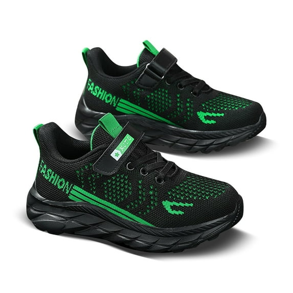 Krdevn Boys' Athletic Sneakers, Lightweight Mesh Hook-and-Loop Trainers with Non- Sole for Running & Tennis,4.5-5