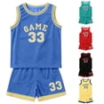 thumbnail image 1 of Krdevn Boys Basketball Set Game Sleeveless Top and Shorts Athletic Outfit,11-12 Years, 1 of 3